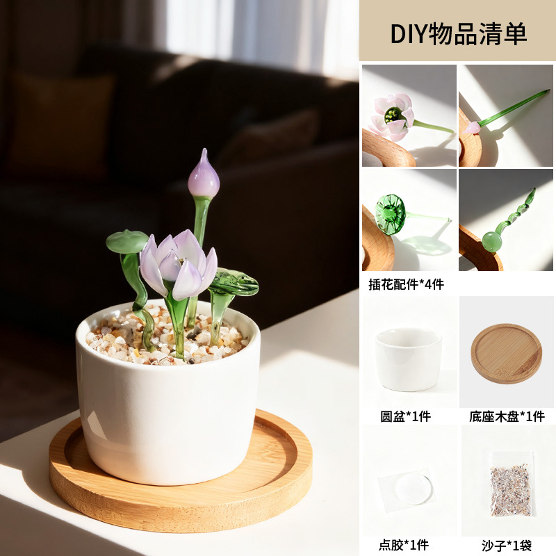 Zibo vidrio artesanía ornamentos maceta de vidrio verde flores regalos de diciembre decoración de oficina image 13