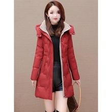 羽绒棉服外套女士秋冬季新款妈妈中长款夹棉大衣加厚保暖棉衣棉袄