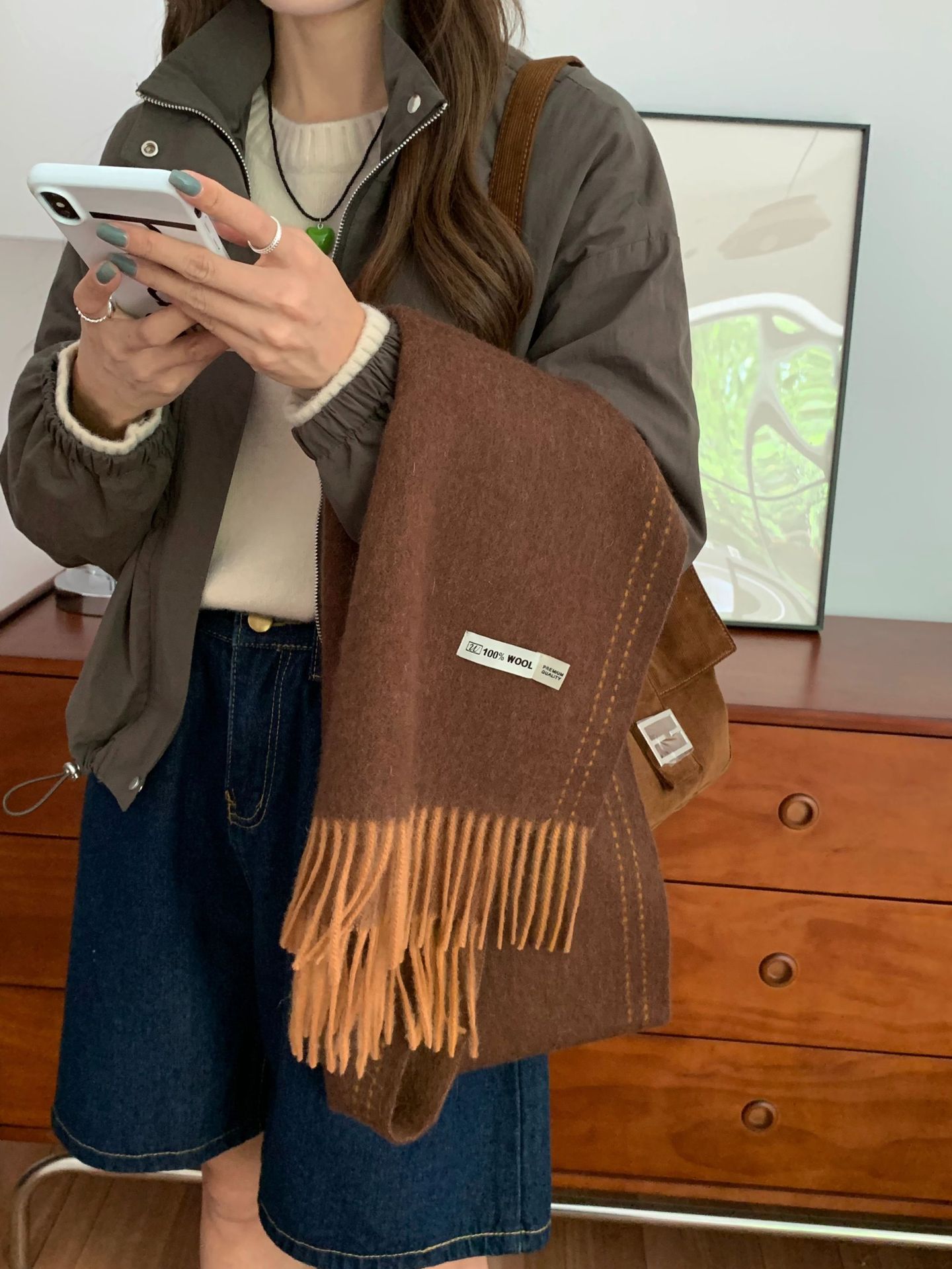 Sciarpa da coppia in edizione stretta, calda, versatile, coreana, invernale, da donna, in 100% lana, tinta unita, semplice, double face_voghion.com