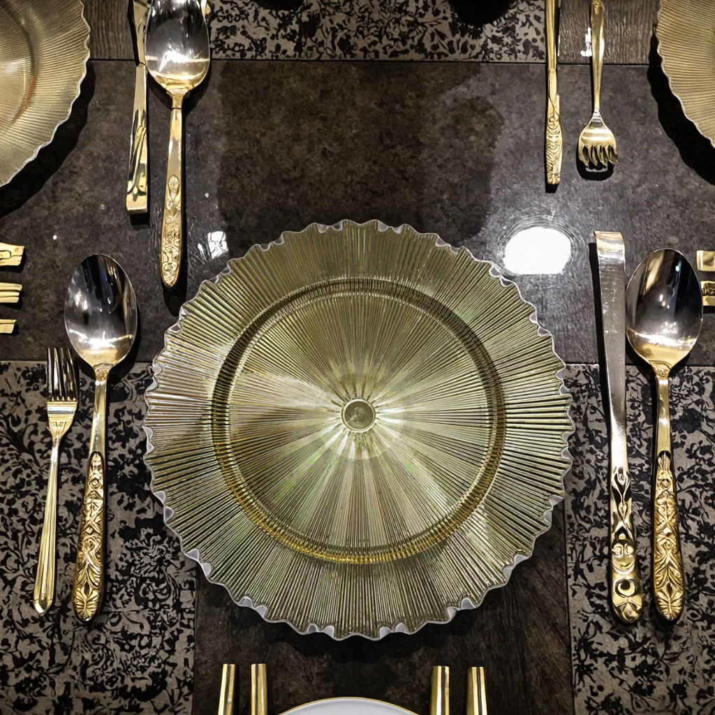 Fábrica de espejo directo de comercio exterior placas de engranaje europeas disco principal boda hotel fiesta banquete