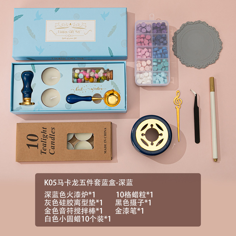 Nuevo macaron fuego pintura cera grano horno sello mano cuenta Día de San Valentín cumpleaños regalo fuego pintura sello conjunto completo al por mayor