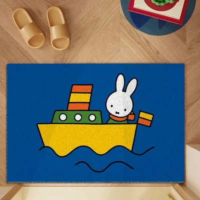 Can Be Cut to Size, Entryway, Avtomobil döşəmə paspasları - miffy-rabbit-cruise-ship-40x60cm-silk-circle