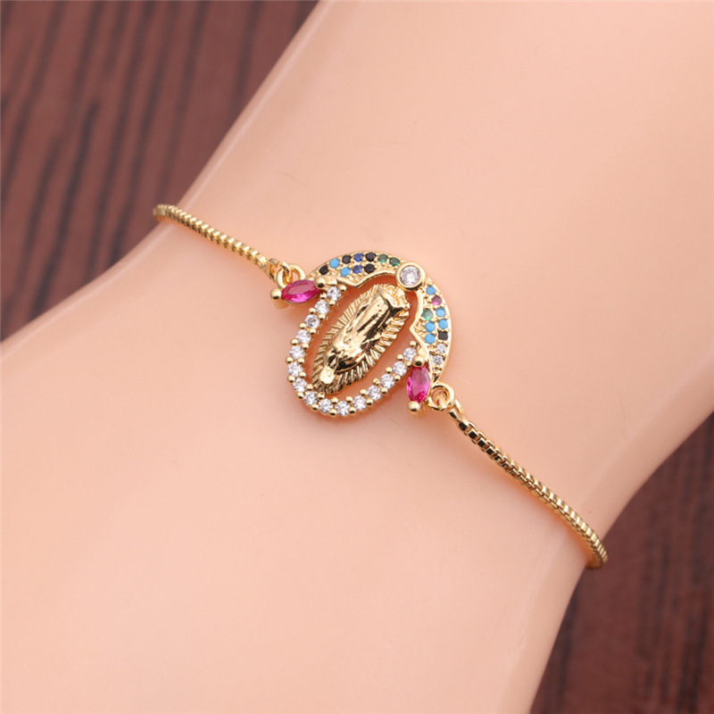 Bohemian Colored Zircon Virgin Mary Adjustable Bracelet display picture 8