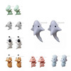 Dinosaur, earrings, metal cute shark, small accessory, Korean style, wholesale