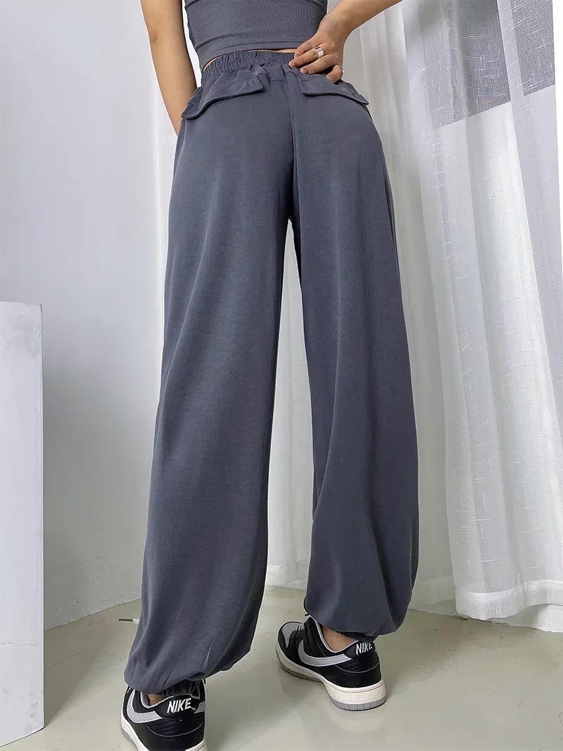 Draping loose elastic waist jogging pants  NSHS29357