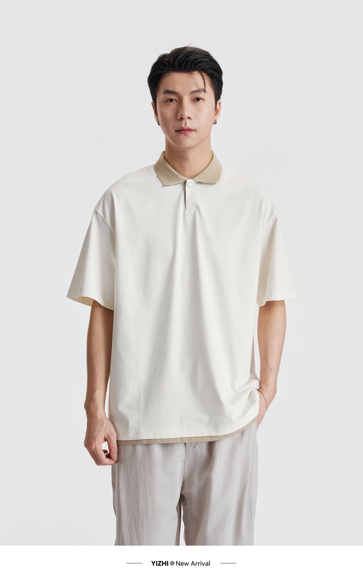 Áo Polo Nam Cổ Bẻ Phong Cách Cổ Điển, Chất Liệu Cotton Thoáng Mát, Form Rộng Vai Xuôi — màu sắc chi tiết 7