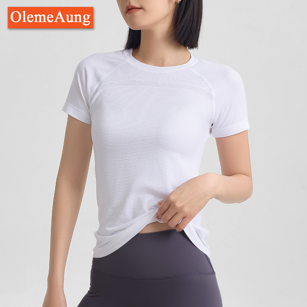 Crewneck Women's Quick-drying Sports Short-sleeved T-shirt Slim-fit Slimming Yoga Clothes Running Training Breathable Slim-fit Top