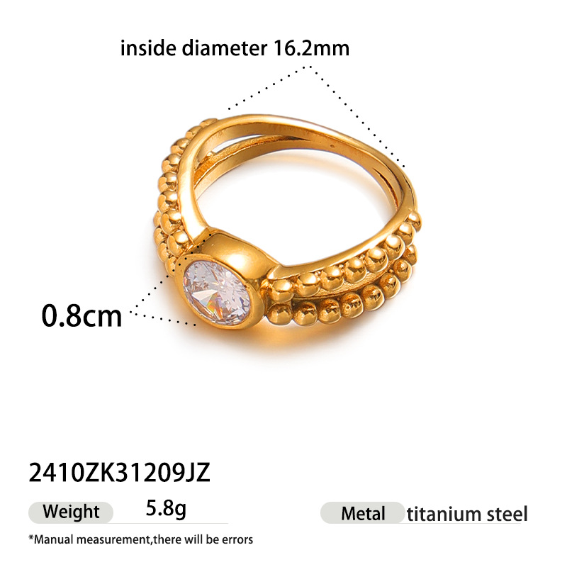 Anillo de acero inoxidable de Tayna Europa y América de lujo ligero nicho de moda personalidad anillo de incrustación de zircon blanco para mujeres no se desvanece