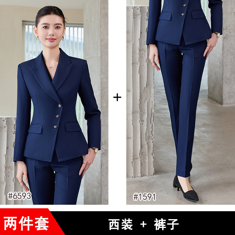 职业套装2025高级感职场正装西服外套三扣OL酒店前台接待行政工服|undefined