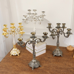 European Style Elegant Light Luxury Metal Candle Holder Zinc Alloy Fashion Personalized High Color Value Candle Utensils Business Gift
