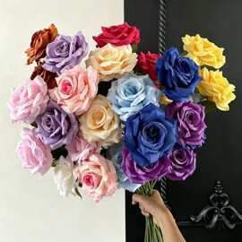 3头钻石仿真玫瑰花婚庆仿真花玫瑰瀑布花墙布置婚礼堂插花地排花