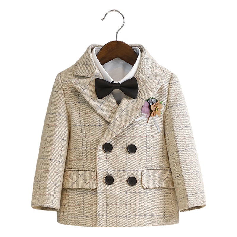 Children's Suit Set Baby One-year-old Dress Children's Western Style June 1 Performance Dress Plaid Boys' Flower Girls' Dress