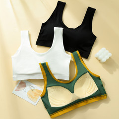 U-back sling bottoming fixed cup pure cotton with chest pad tube top vest women's one-piece beautiful back wrap bra underwear