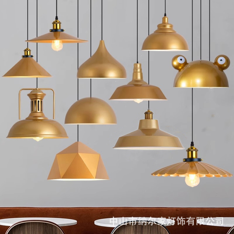 Modern Minimalist Restaurant Chandelier Golden Personality Clothing Store Hot Pot Decorative Lampshade Industrial Style Dining Table Pot Cover Lamps