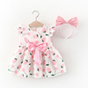 Summer sleevless dress, skirt, children's strawberry sleevless, dress with sleeves, Korean style, 0134 years