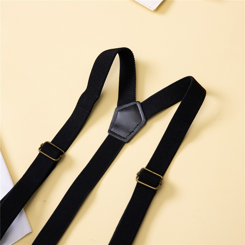 Spring and Autumn New Gentleman's Set Fashion Boys' Baby White Tie Shirt+Strap Pants_voghion.com