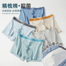 青少年内裤男童大码初中高中生精梭棉平角青年男士四角短裤透气