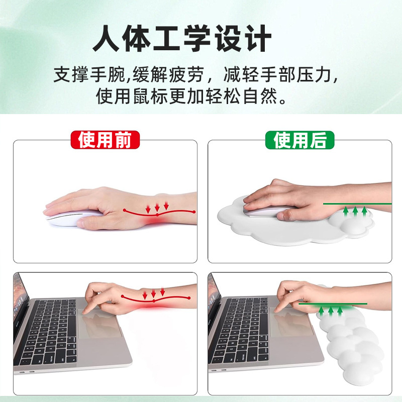 Desktop Office Cloud Keyboard Wrist Rest Set Wholesale PU Silicone Memory Foam Wrist Rest Wrist Mouse Pad