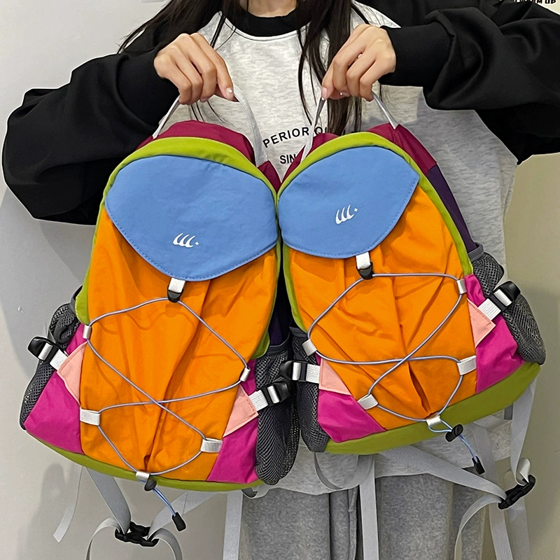 Ретро уличная походная альпинистская сумка, женский легкий рюкзак контрастного цвета, мужская студенческая сумка, спортивная велосипедная сумка