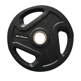 Customized Barbell Plate, Abdominal Fitness Device, Three-Hole Hand-Grabbing Olympic Bar Counterweight Plate, Squat Black Fitness Equipment, Rubber-Coated Barbell Plate