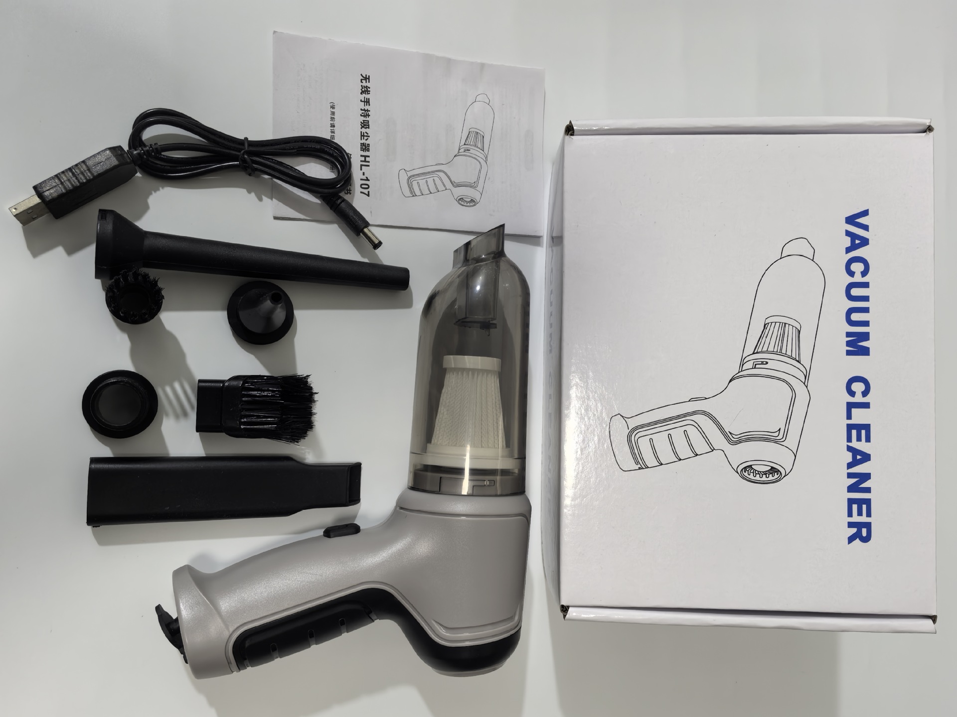 Aspiradora inalámbrica transfronteriza - Soplador de polvo sin escobillas de alta potencia, dual uso (coche y hogar), limpia grietas de puertas, ventanas y sofás