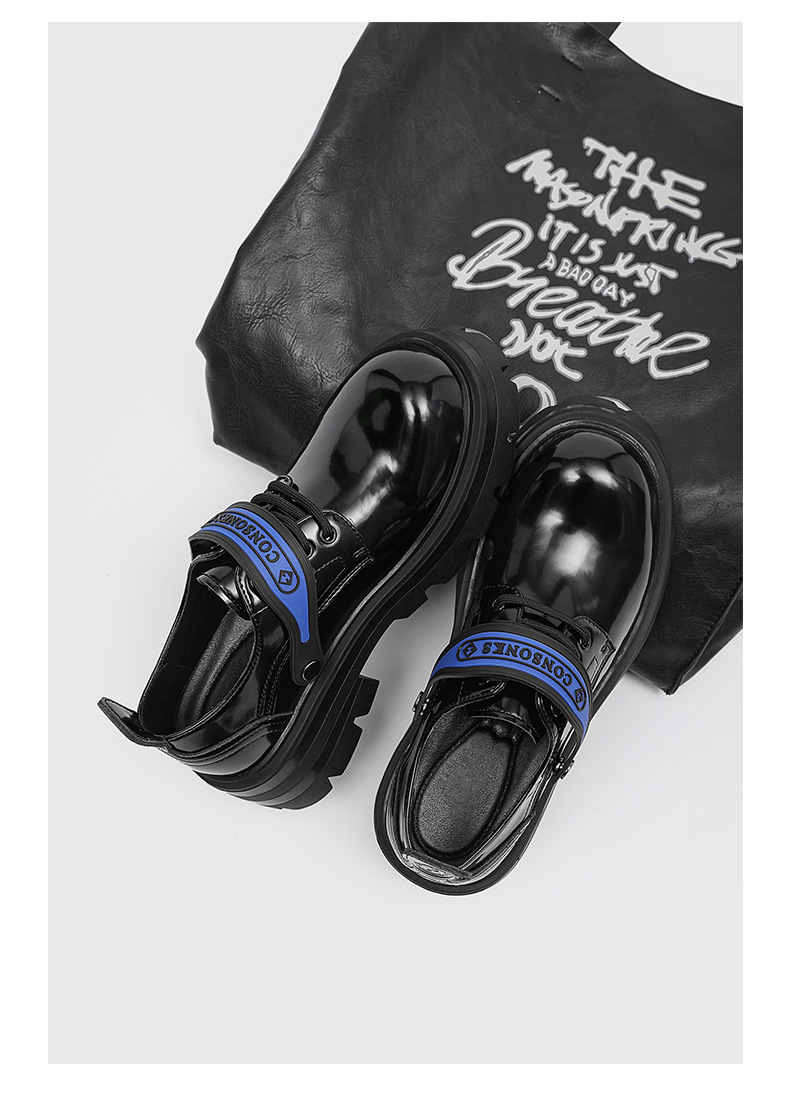 Scarpe Derby da uomo in pelle con punta tonda e suola spessa, stile britannico estivo, ShoeVault_voghion.com