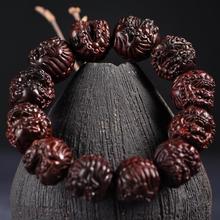 印度小叶紫檀貔貅手串手把件雕刻佛珠手串檀香木红木文玩手链跨境