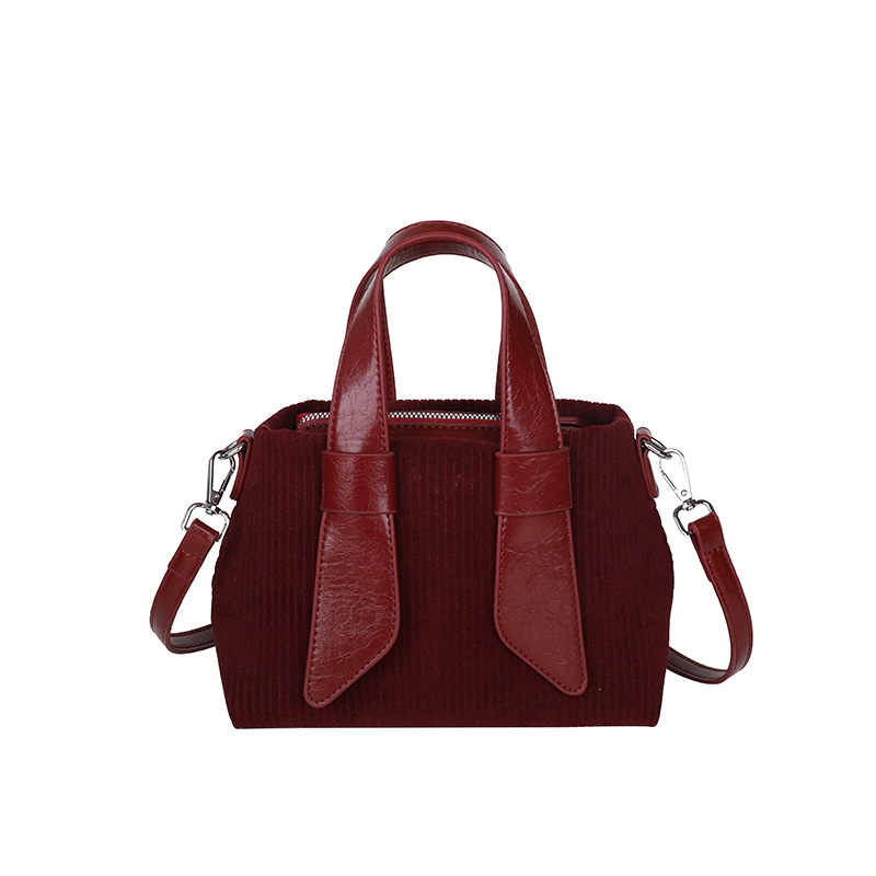 Bolso de terciopelo transfronterizo para mujer 2024 nuevo bolso de mujer de gran capacidad de pana de moda bolso de costura de color de contraste de moda