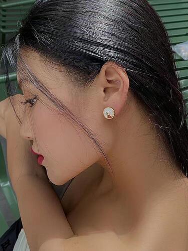 925 Silver Plated 18K Gold White Mother-of-Pearl Red Agate Malachite Peace Symbol Earrings