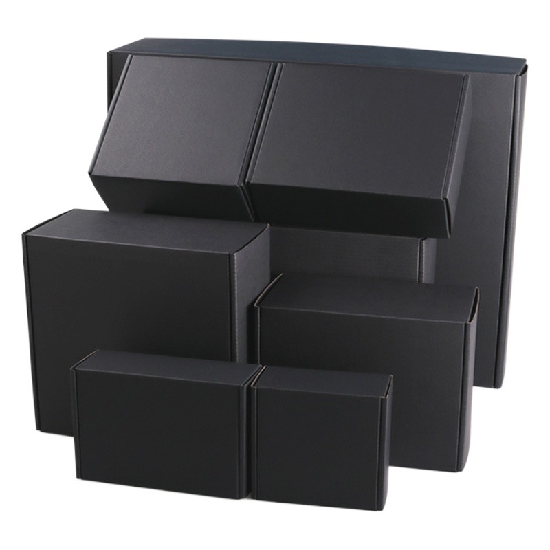 Cajas de cartón corrugado de doble cara negras en stock, cajas de cartón corrugado extra rígidas de tres capas, cajas de embalaje corrugado para pequeños lotes, cajas de Amazon.