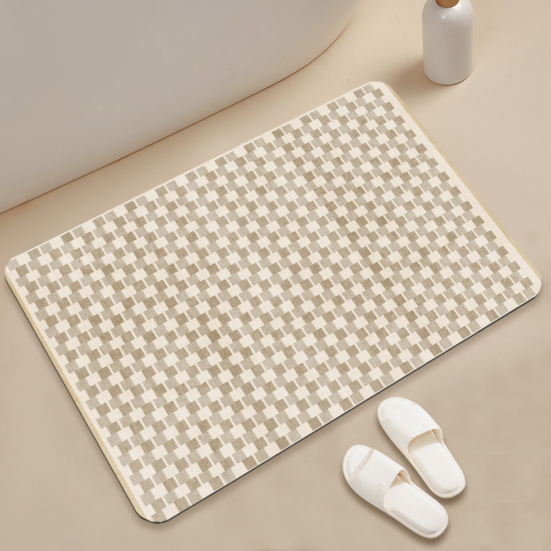 Japanese Striped Diatomite Bath Mat Non-slip Quick-drying Floor_voghion.com