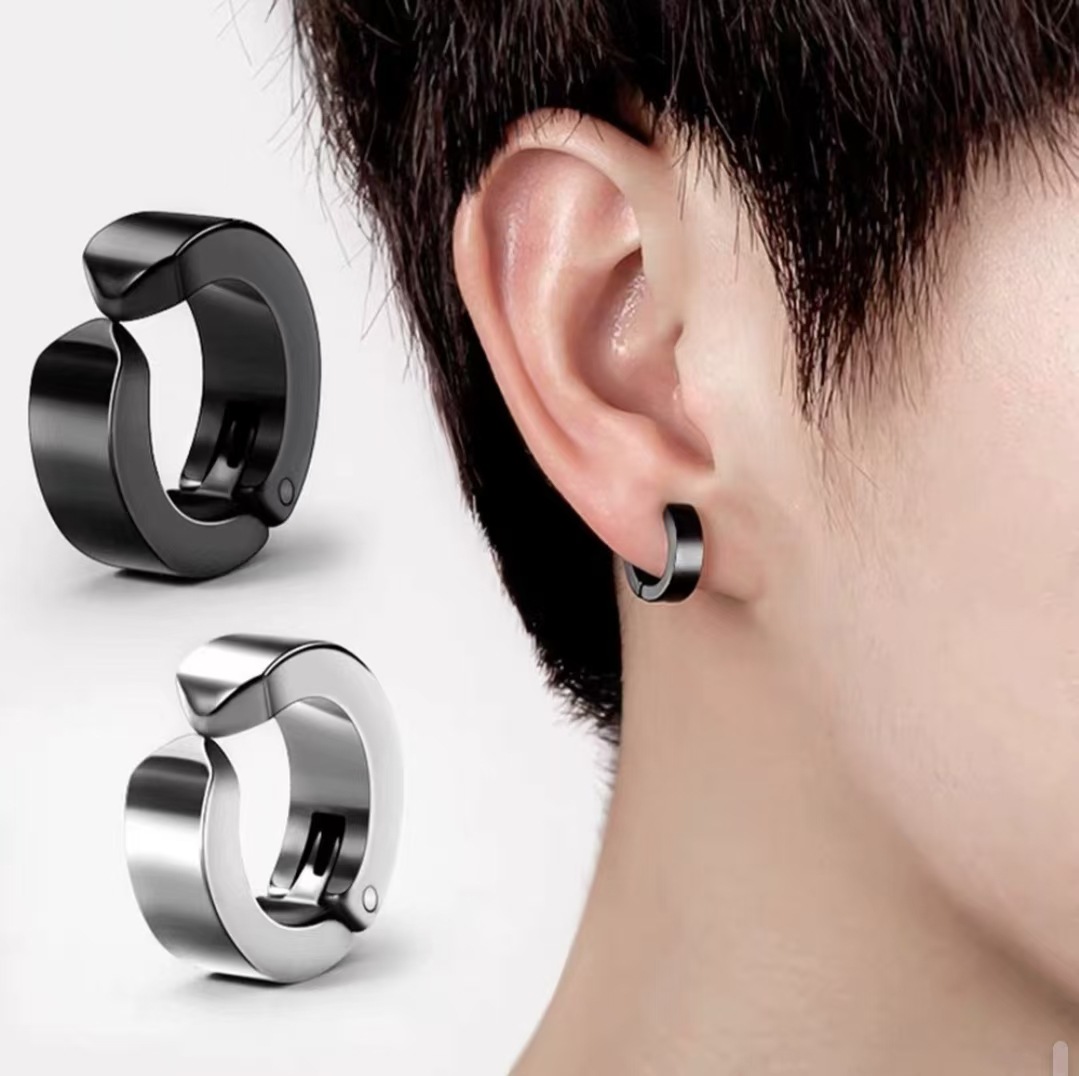 In-Stock European and American Minimalist Stainless Steel Stylish Men's Non-Pierced Ear Clips, Ear Cuffs, Earrings, Ear Hoops, Ear Accessories, Steel Jewelry Wholesale