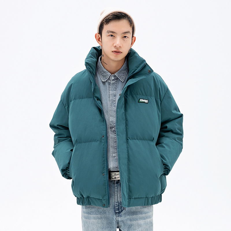 Ropa de algodón para hombre estilo coreano y japonés, chaqueta de algodón gruesa con relleno de plumón, nueva colección de invierno 2024, chaqueta acolchada con estampado moderno.