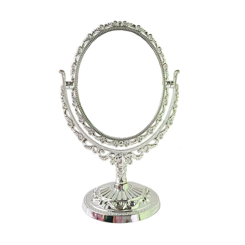 Rotating Double-Sided Table Mirror, ABS & Wheat Straw, 360° Adjustable, 20×31 cm