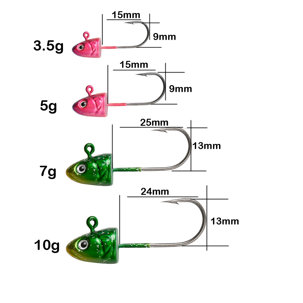 Оптовая упаковка: джиг-головки 3.5G/5G/7G/10G, ведущая головка, кровяной желоб, усиленный крючок для мягких приманок, цветной дальнодействующий рыболовный крючок