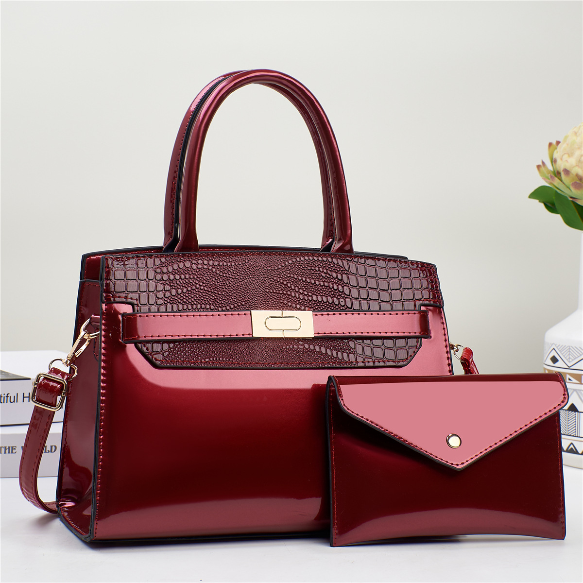 Fábrica de alto grado elegante todo fósforo hombro bolsa de mensajero de gran capacidad bolso de las mujeres de moda bolso de la madre de mediana edad