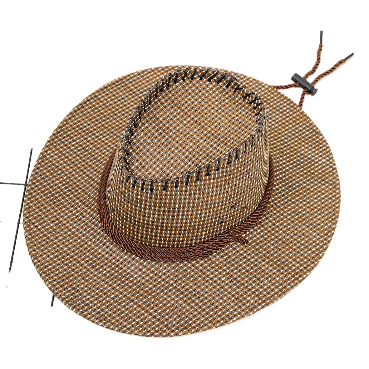 Sombrero de sol al aire libre de los hombres paja Plaid satén cónico casual sombrero de vaquero moda elegante sombrero de vaquero image 1