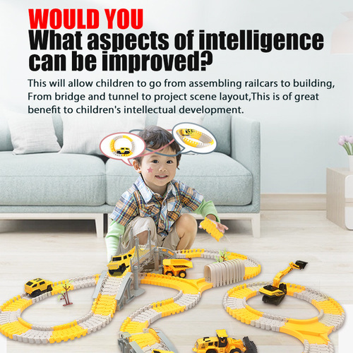 Cross-border exclusive DIY electric track toy car engineering car children's intelligence toy track train