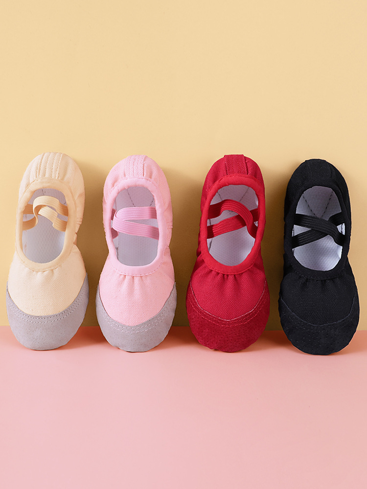 Zapatos de baile Zapatos de ejercicio de suela blanda para mujer para niños Baby Cat Claw cuerpo de hombre sin cordones Ballet de baile chino zapatos de baile con punta de cuero