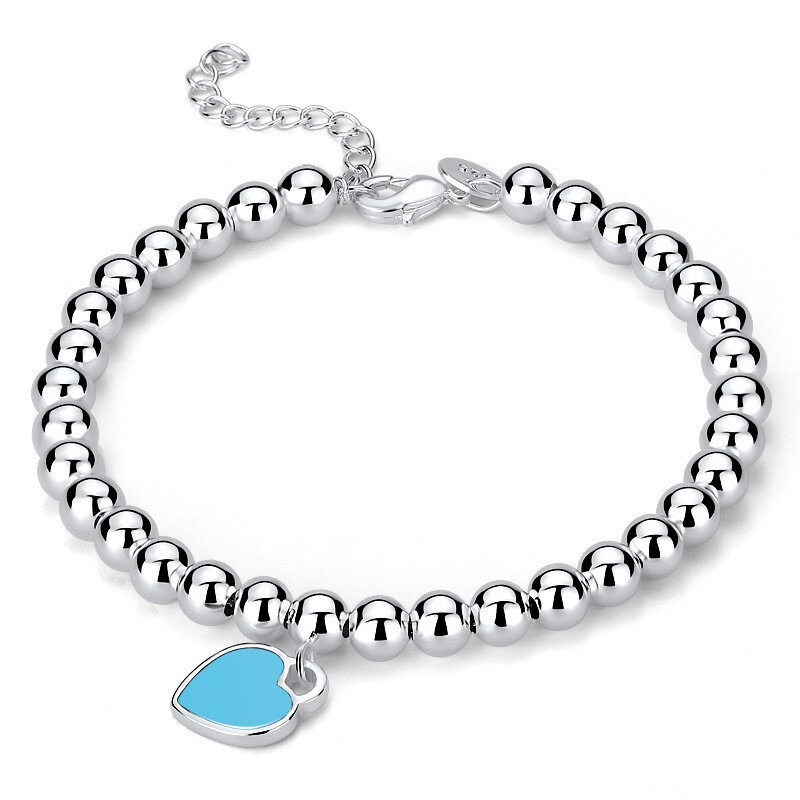 Foreign Trade Jewelry Copper Plated with 925 Silver Daily Commuter Blue Heart Bracelet Wholesale in Stock Temu Xiyin Tk Hot Sale Foreign Trade Jewelry Copper Plated with 925 Silver Daily Commuter Blue Heart Bracelet Wholesale in Stock Temu Xiyin Tk Hot Sale