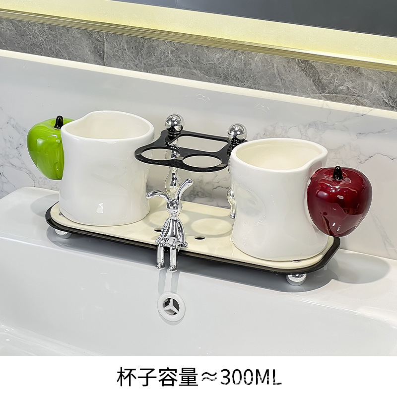 情侣漱口杯置物架陶瓷洗漱杯子轻奢牙具杯刷牙杯电动牙刷牙膏套装|undefined