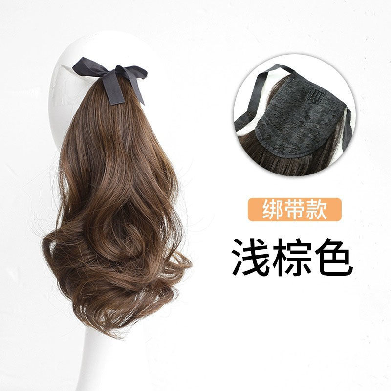 Venta al por mayor de fábrica tipo Clip encaje corto onda grande Pelo Rizado largo simulación pelo clip pera flor Cola de Caballo peluca