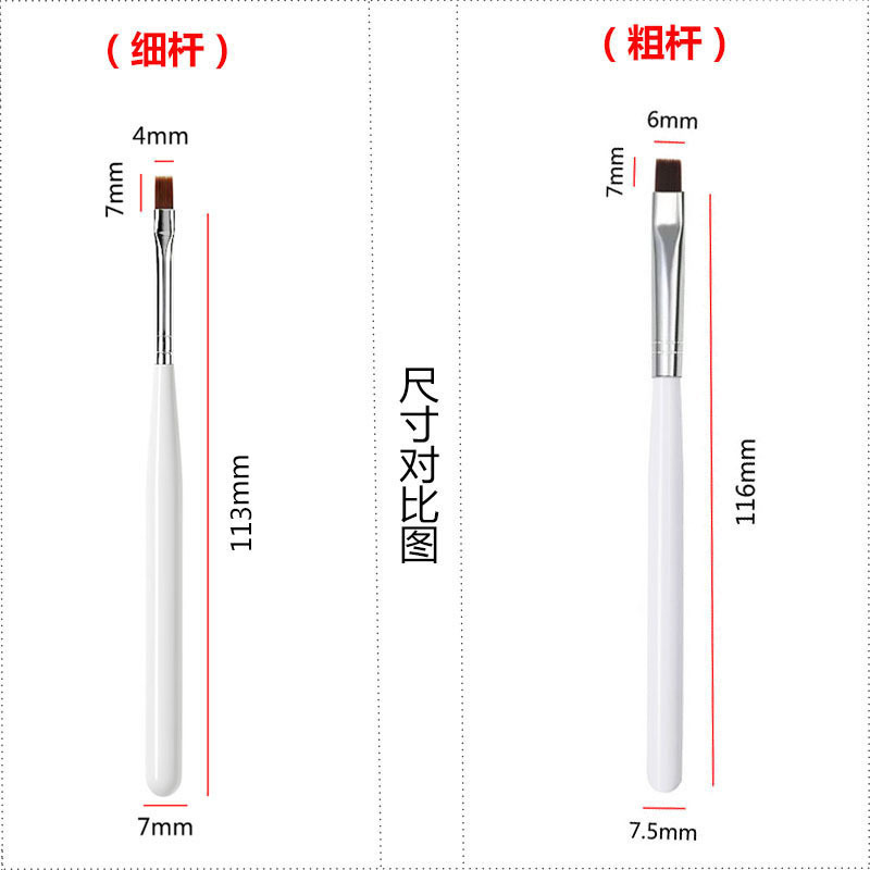 Nail Art Brush, Single White Handle Phototherapy Pen, Flat Head Phototherapy Nail Brush, Short White Handle Specialized Nail Art Tool