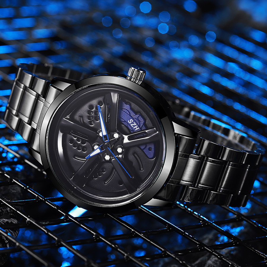 Men's quartz watch, waterproof, automatic movement, wheel design