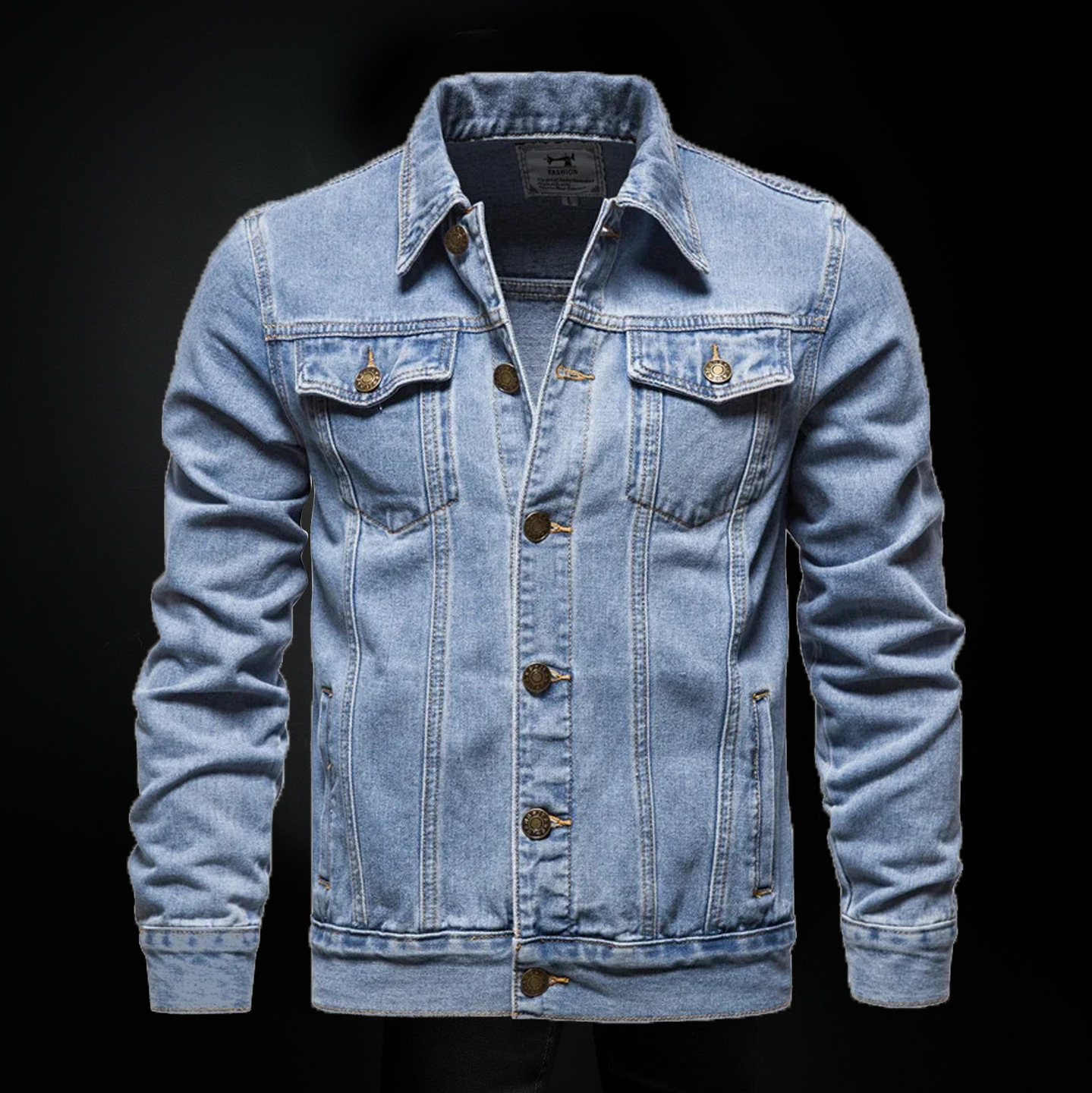 2615牛仔夹克男士秋季休闲街头装男士牛仔夹克时尚多口袋牛仔外套