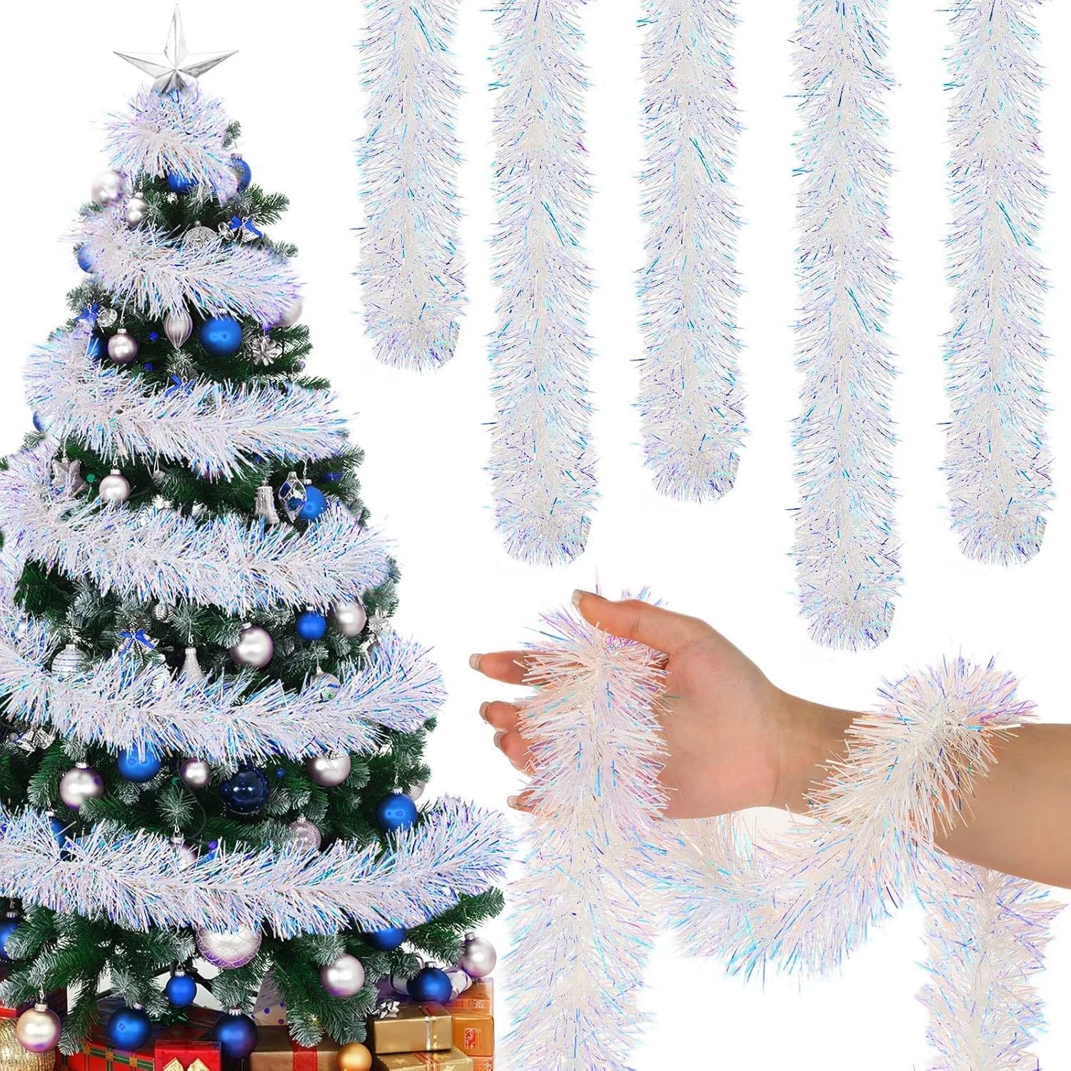 Explosiones transfronterizas de 2m 9cm de oro colorido filamento de lana iris de color navideño boda de flores de dibujo joyas