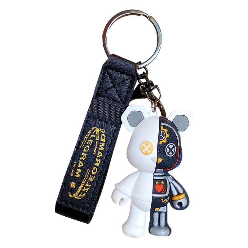 Oso mecánico llavero muñeca colgante coche llavero accesorios hombres y mujeres bolso muñeca adornos pequeño regalo al por mayor