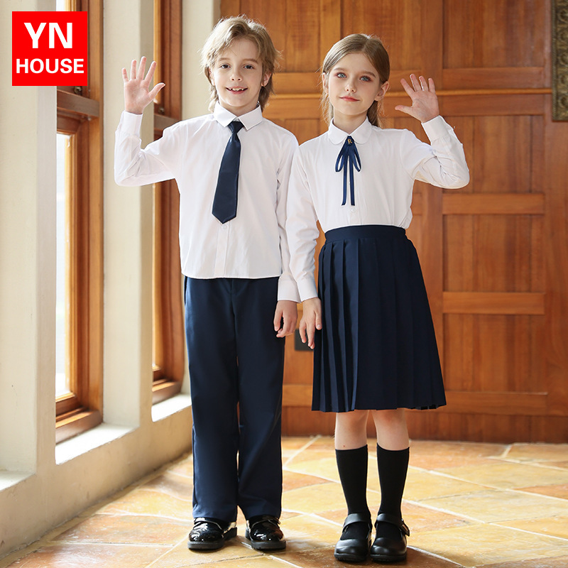 Primary School Uniforms, Spring and Autumn Children's Class Uniforms, Kindergarten Uniforms, Performance British Academy Style Boys and Girls Shirt Sets