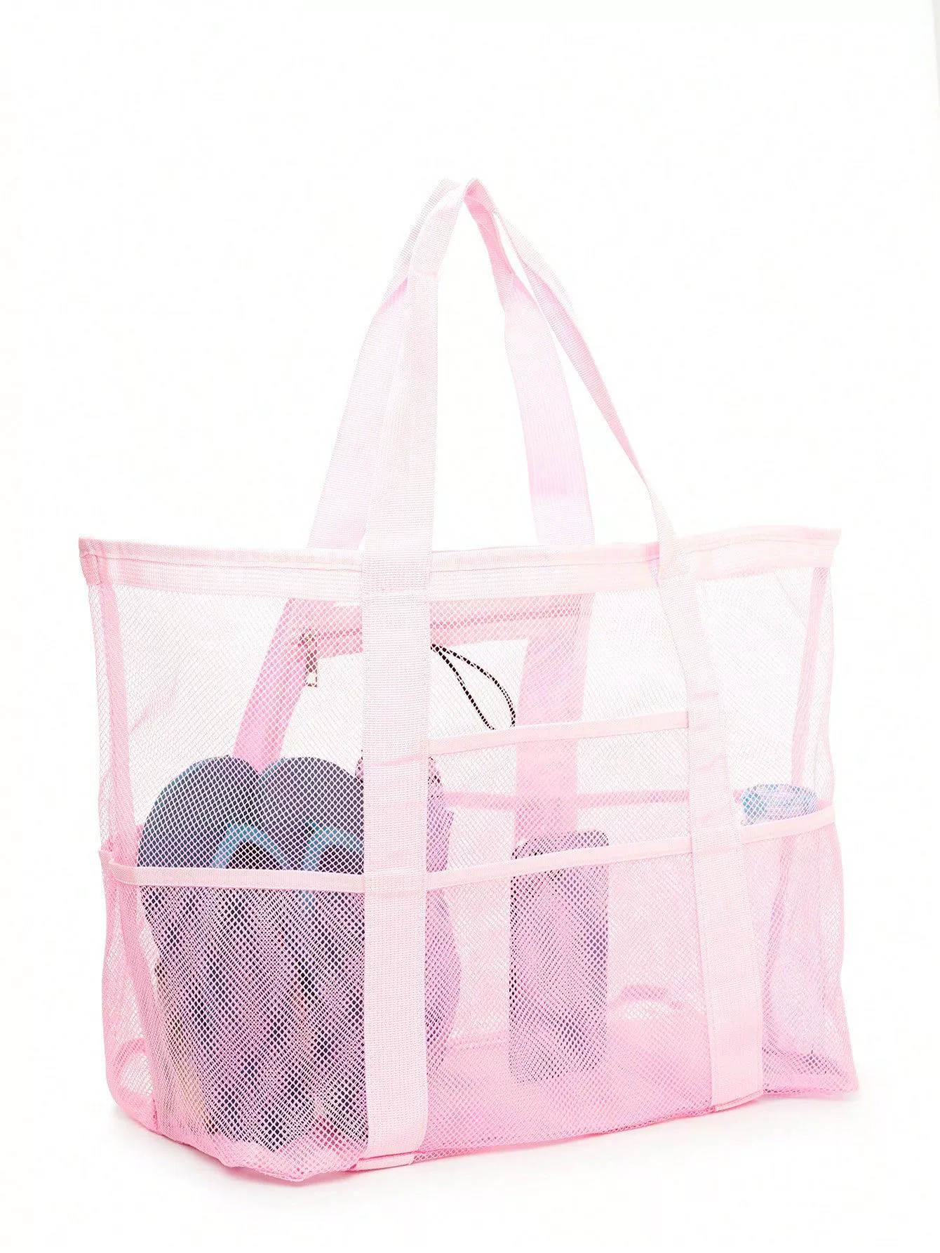 Beach Organizer Bag, capacious mesh tote, multi-pocket lightweight beach bag
