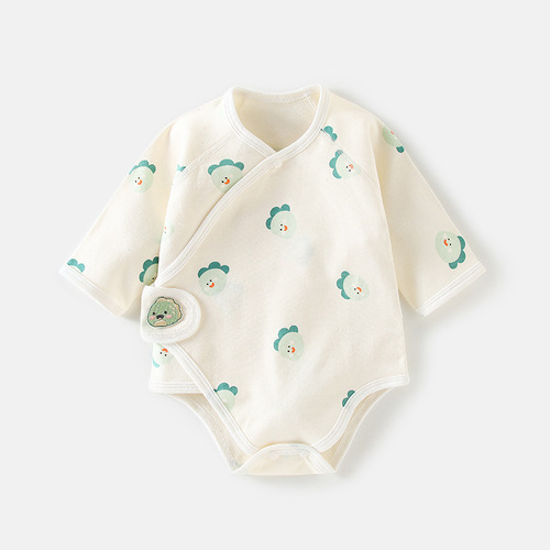 Baby bag, spring and autumn baby triangle harem, pure cotton, newborn long-sleeved printed jumpsuit, boneless crawling suit